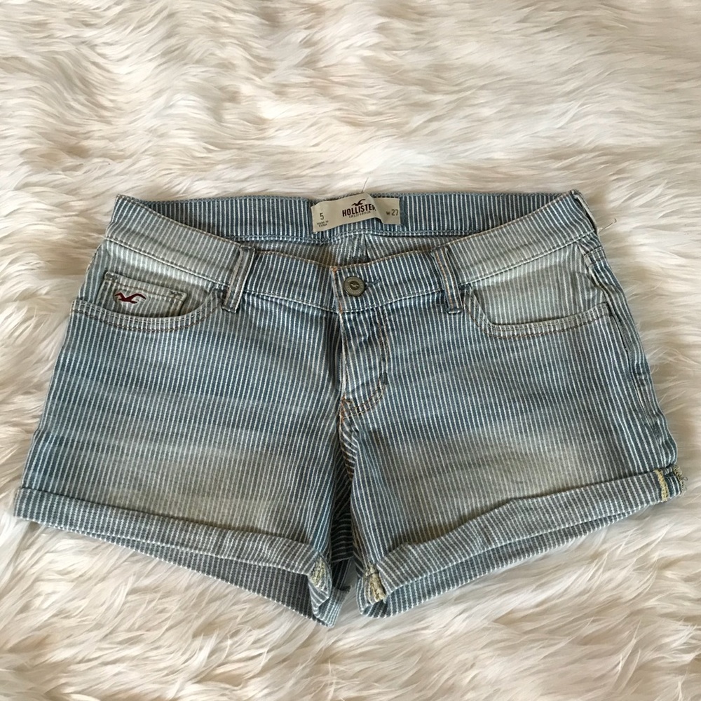 Blue and white striped Hollister shorts
